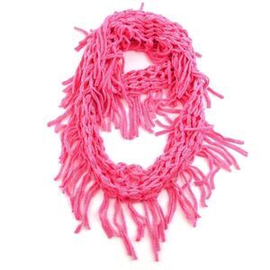 4 for $20 Knit Scarf with Pom Pom Trim and Hanger Pink